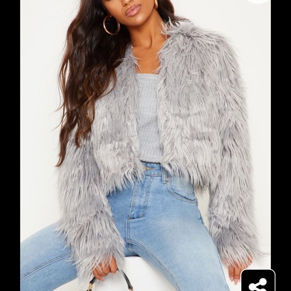 PrettyLittleThing Jackets & Blazers - Prettylittlething Faux Fur Shaggy Cropped Jacket